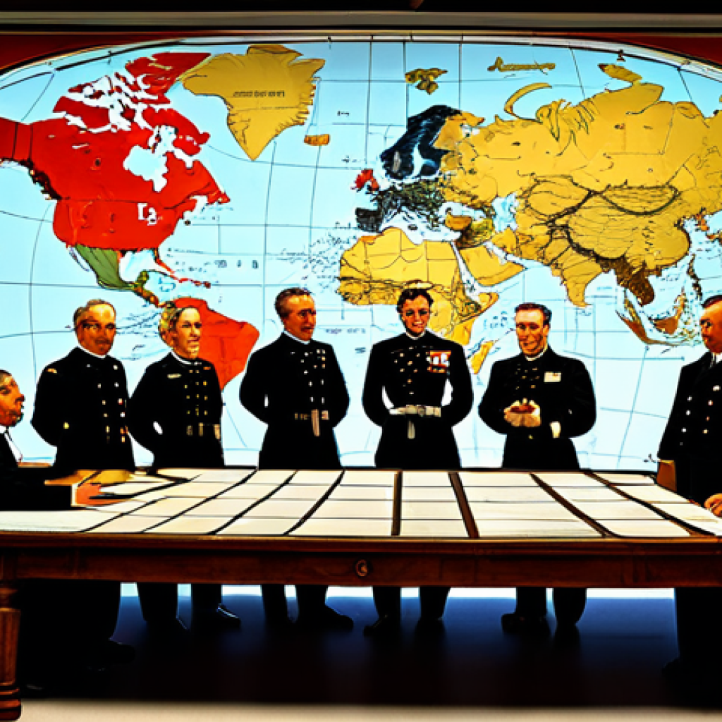 A professional illustration depicting the complex web of pre-WWI European alliances and the escalating arms race. The scene features a group of stoic military and diplomatic figures, fully clothed in professional dress uniforms and formal attire, gathered around a large, illuminated map table. The map is intricately detailed, showing the entangled lines of the Triple Alliance and the Triple Entente, with strategic points highlighted. In the background, modern industrial factories are subtly visible, billowing smoke, alongside silhouettes of newly developed dreadnought battleships and advanced artillery, symbolizing the technological advancements and the massive production of armaments. The atmosphere is tense but controlled, reflecting a fragile 'armed peace'. The lighting is dramatic and historical.
    *   **Quality Modifiers**: professional photography, historical accuracy, intricate details, cinematic lighting, realistic rendering, high resolution, perfect anatomy, correct proportions, natural pose, well-formed hands, proper finger count, natural body proportions.
    *   **Safety Modifiers**: fully clothed, modest clothing, appropriate attire, professional dress, safe for work, appropriate content, professional.