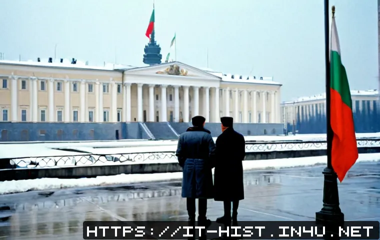 소련 해체와 러시아 역사 - Photorealistic historical scene of Moscow in winter 1991, ordinary citizens in heavy coats standing ...